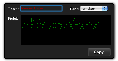 Figlet Widget screenshot showing ASCII-art text output